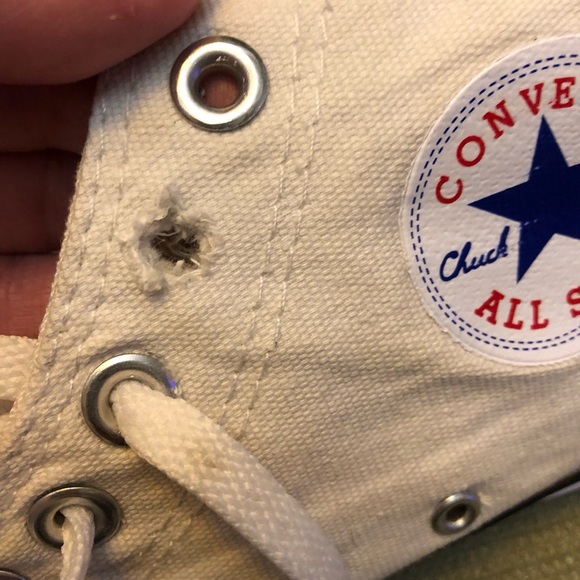 Converse White High Tops with Logo Patch - Picture 12 of 12